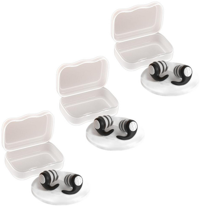 캐리스민 실리콘 소음방지 귀마개 수면 이어플러그, 블랙, 3세트, 2개입