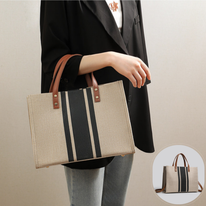 캔버스토트백 사각토트백 여성 직장인 미니 토트백 캔버스 손목 가방 크로스백 숄더백 캔버스백