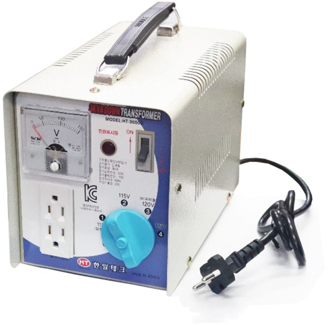 한일테크 3K 트랜스 국산 변압기 도란스 다운 업트랜스 강압 승압, 1개, 일반 3K 다운-해외제품 국내사용 220-110V