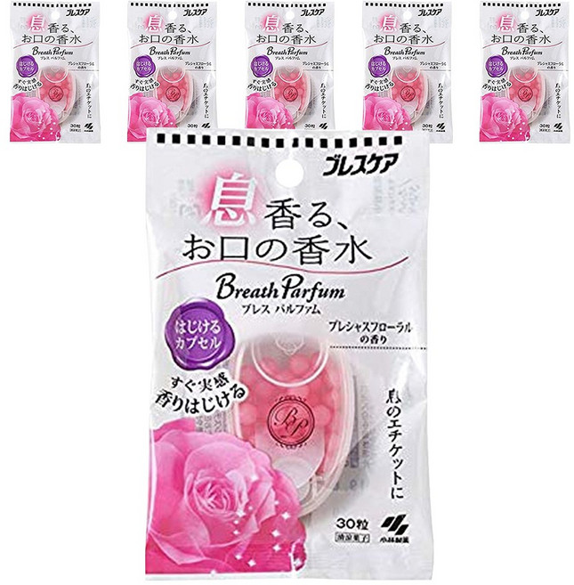 고바야시 브레스 펄팜 터지는 캡슐 캔디 30개입 프레셔스 플로럴 향, 6개