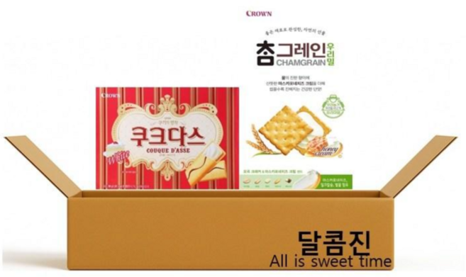 [달콤진] 과자 2종 쿠크다스 화이트289g + 참그레인 샌드 우리밀192g, 1세트, 481g