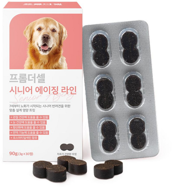 프롬더셀 강아지 노견전용 관절 피부 눈건강 백내장 치매 항산화 종합영양제, 30정, 1개
