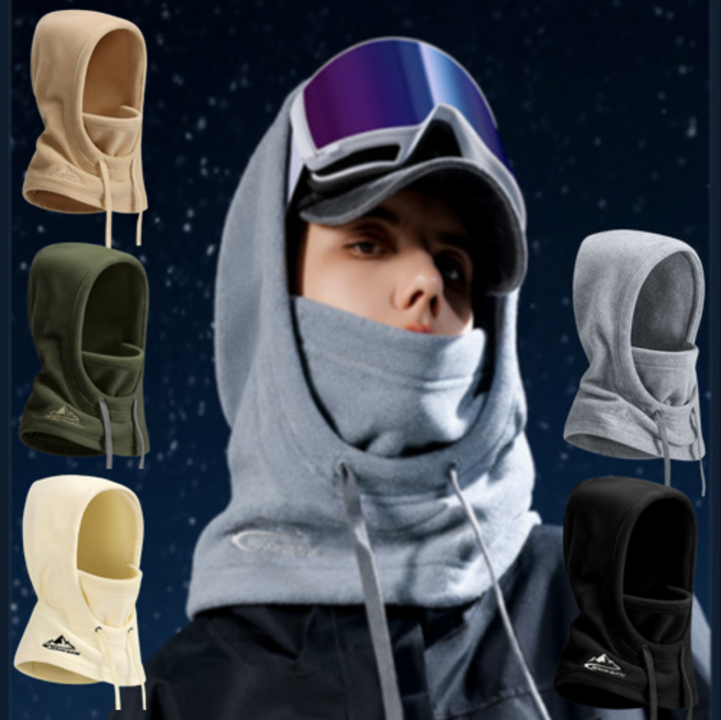 3D 후드 방한 넥워머 바라클라바 스키 기모 워머, 1개