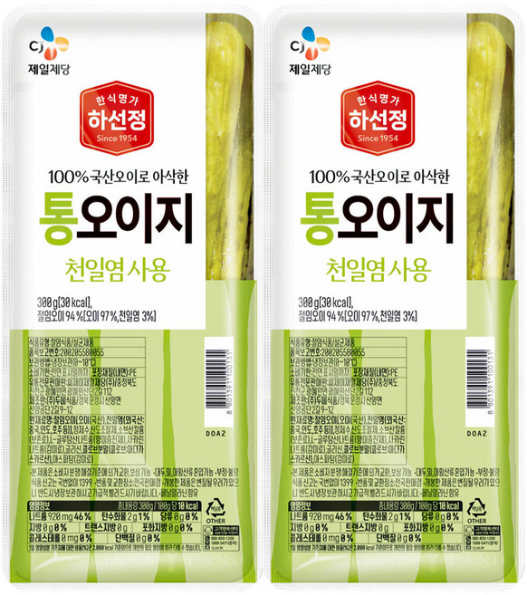 하선정 통오이지 300g, 2개