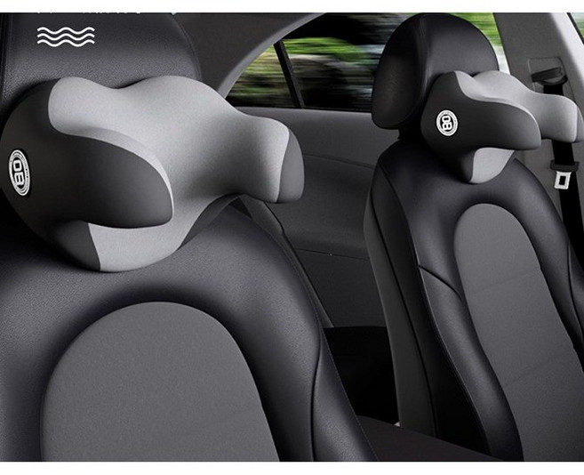 헤드레스트 목꺾임 방지 목베개 차량용 목쿠션 어린이, 그레이 곰돌이, 1개