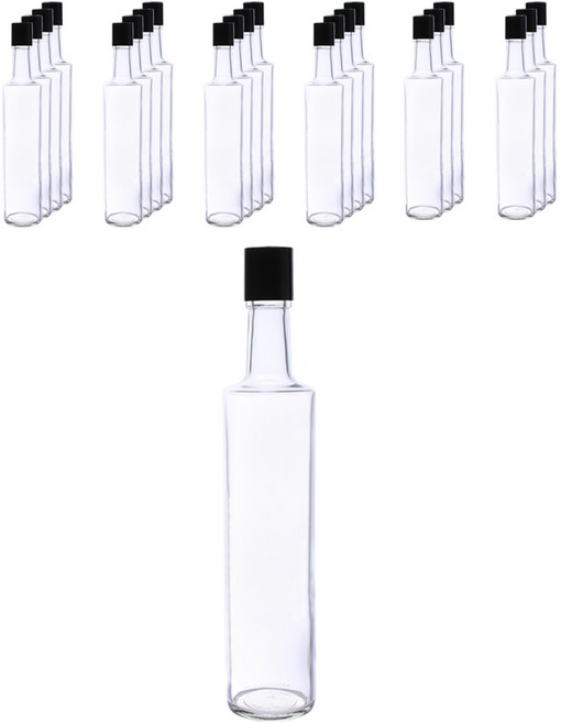 가인글로벌 와인500FN 투명병 + 스탬핑 롱캡 블랙, 23개, 500ml