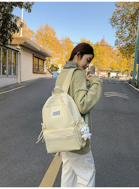 세코라 대용량 남녀공용 학생 책가방 가벼운 데일리 백팩+인형 키링