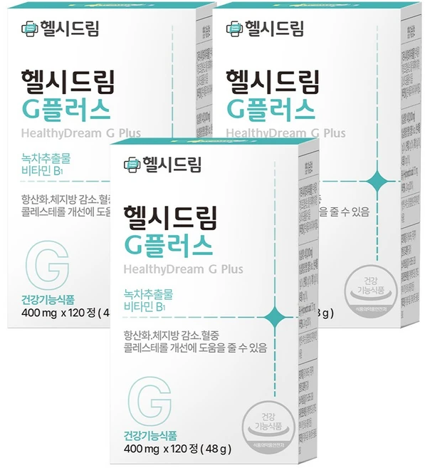 현직 의사가 개발한 헬시드림 G플러스 녹차 카테킨 효능 다이어트 녹차추출물 비타민B1, 3개, 120정 - 쿠팡
