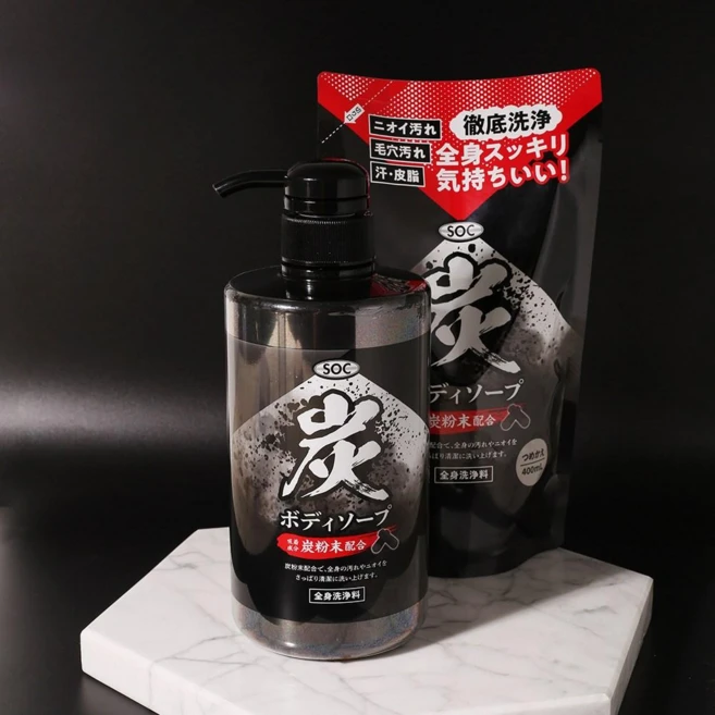 일본 SOC 숯 바디클렌저 리필 400ml 바디워시 피부정화 수분공급 향균력우수 민감성 죽탄함유, 1개 - 쿠팡