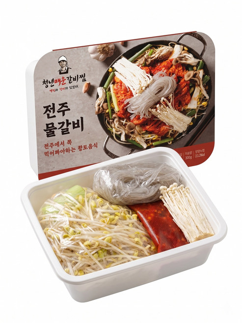 전주 물갈비 돼지갈비찜 2인분 청년매운갈비찜본점 집들이음식 돼지갈비밀키트 1330g 1개, 1.33kg