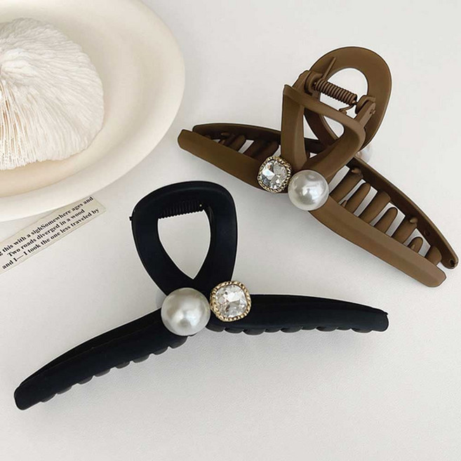 여자 데이트 룩 진주 큐빅 헤어 집게 핀 반 묶음 머리 swg+8315jF
