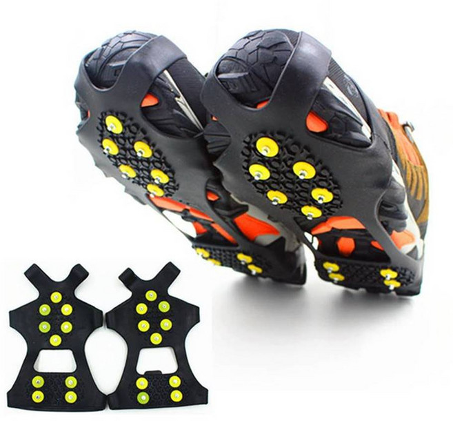 겨울철 빙판길 등산 안전 미끄럼방지 신발커버 도심형 고무 밴드 아이젠 10핀, XL