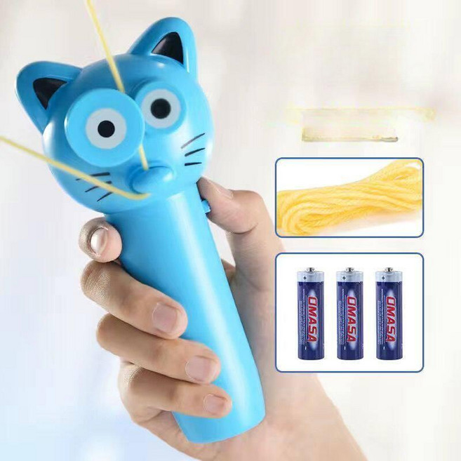 데일리모노셀 짚스트링 장난감 무한 야광로프 로프건, 1개, 컬러 박스 블루 로프 2개 배터리 3개