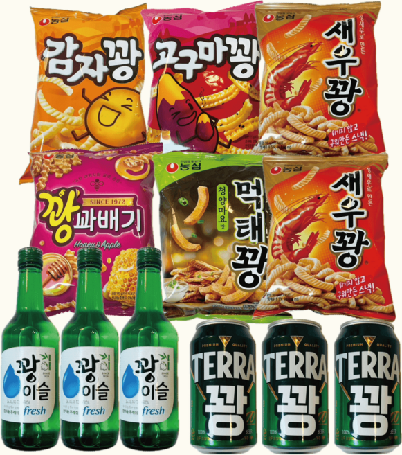 돌잔치 꽝상 스티커 12장 (꽝꽈배기1 고구마꽝1 감자꽝1 새우꽝2 먹태꽝1 꽝이슬3 테라꽝3) 돌잡이, 1개, 돌잔치 꽝상 스티커 (총12장)