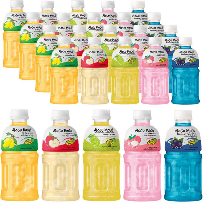 모구모구 인기5종 320ml 망고 5개+사과 5개+샤인머스켓 5개+리치 5개+블랙커런트 5개 (총25개) 어린이주스음료수과일, 25개