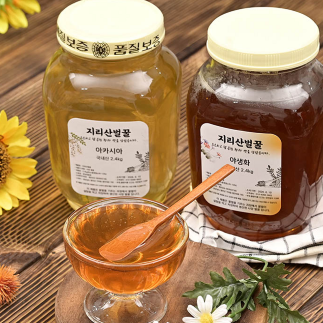 푸드마실 지리산 벌꿀 국산 아카시아 꿀 대용량, 2개, 2.4kg