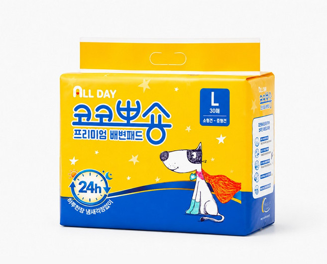 코코뽀숑 올데이 프리미엄 배변패드 대형 냄새없는 하루 한 장 강력흡수, 1개, 30개입