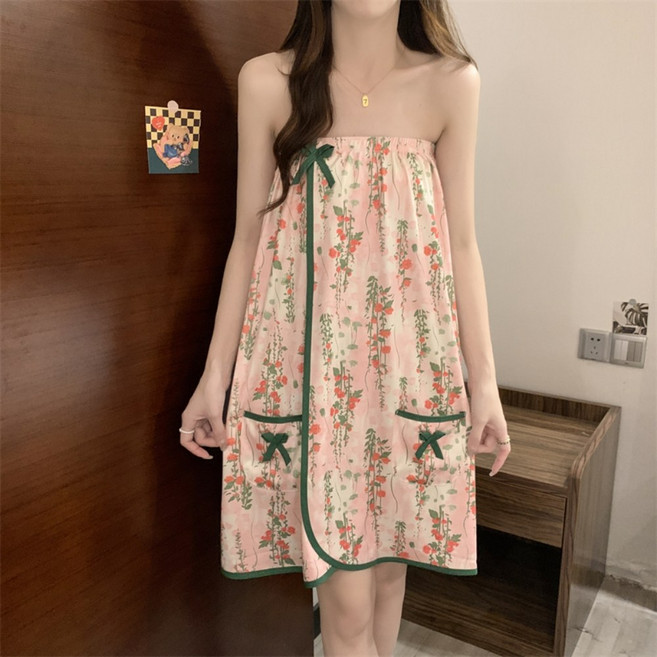 베코니아 여성용 골프가운 입고 벗기 편한 프리미엄 샤워 가운, 1개, 핑크 가든