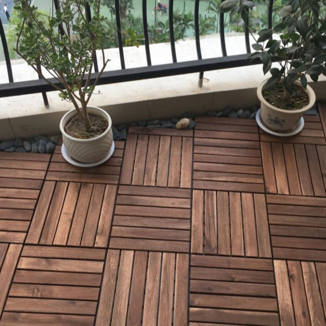 청소앤 데크타일 612슬롯 10PCS 월넛내츄럴 아카시아 원목, 12슬롯 내츄럴 10P