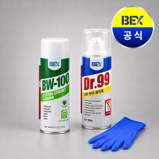 [기획상품]철공자 BW100 DR-99 세트 먼지제거스프레이 전기 접점 부활제 에어스프레이 먼지제거 DR99, 1세트