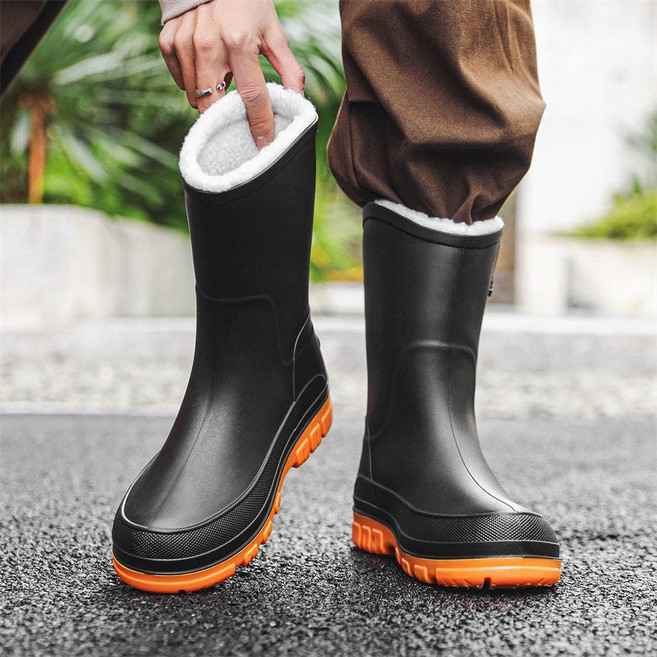 겨울낚시장화 방수 해루질 식당 논슬립 주방 선상, 255mm (41호), L. 분리불가 플리스 검정