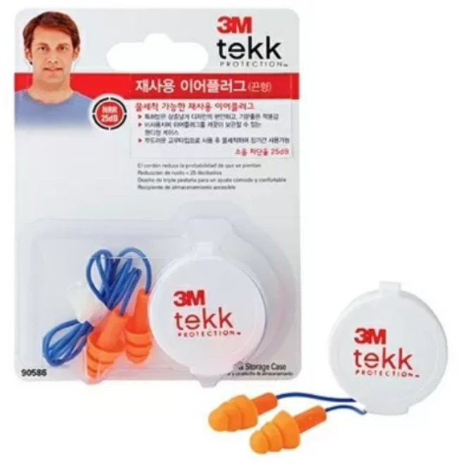 소음차단 이어플러그 3M TEKK 재사용 끈형 폼귀마개 소음방지 소음귀마개 방음귀마개, 3M TEKK 재사용 이어플러그 끈형 90586 - 쿠팡