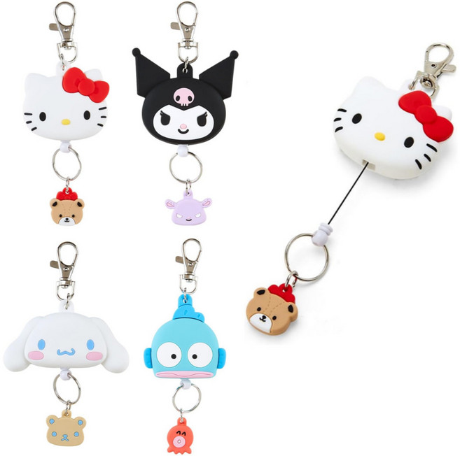산리오 릴홀더 일본 캐릭터 늘어나는 얼굴 키링 줄키링 사원증목걸이 페이스 릴, 헬로 키티 Hello Kitty, 1개