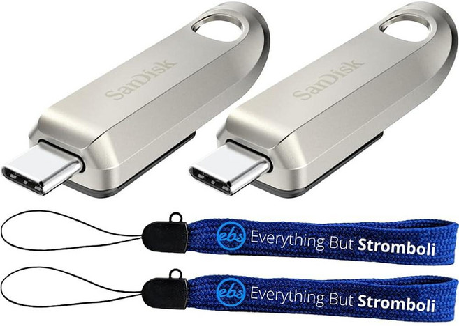 SanDisk Type-C 울트라 럭스 USB 3.2 Gen 1 256GB 플래시 드라이브 2팩 최대 400MB/s 읽기 속도 컴퓨터 및 노트북과 호환 (SDCZ75-256G-