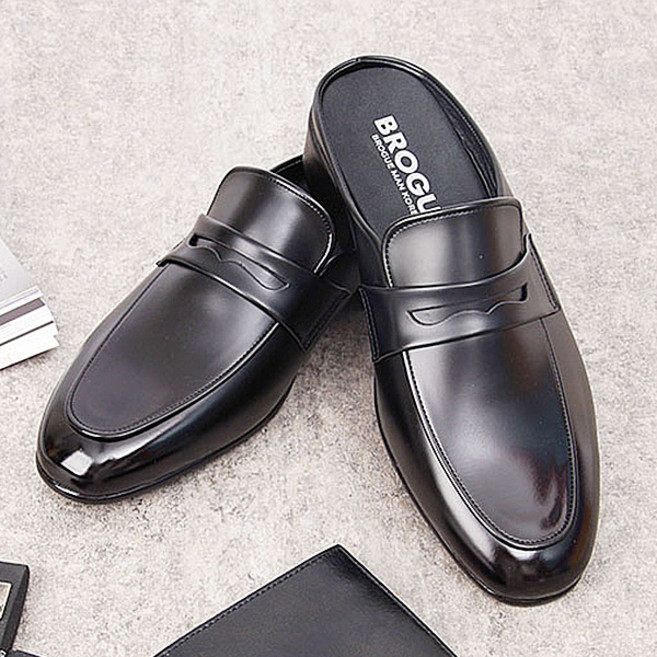 클래식한 남성블로퍼 브랜드 남자슬리퍼 사무실 뮬 구두슬리퍼 영업 학교 실내 4cm