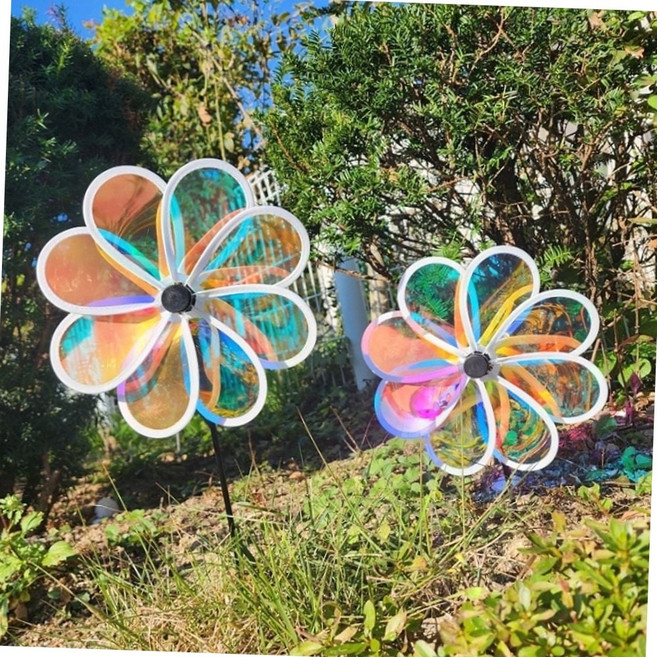 정원 꾸미기 홀로그램 8엽 바람개비 야외 장식 홀로그램바람개비 캠핑바람개비