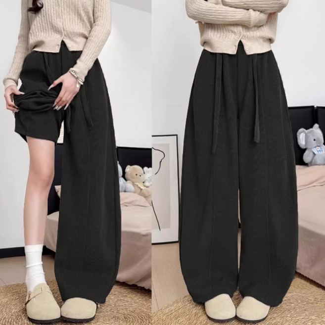 커브드핏 숏/미들/롱기장 와이드 여성 배기 바지 체형커버 코듀로이 키작녀 와이드팬츠