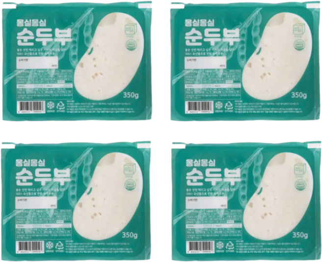[정담두부집] HACCP 국산콩 수제순두부, 350g, 4개