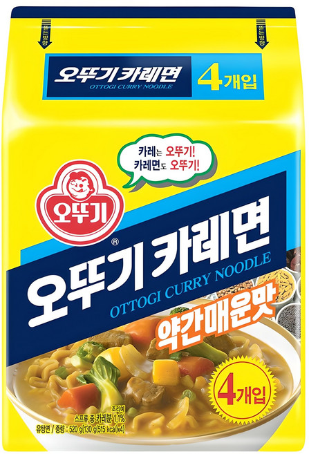 오뚜기 카레면 약간매운맛 130g, 4개