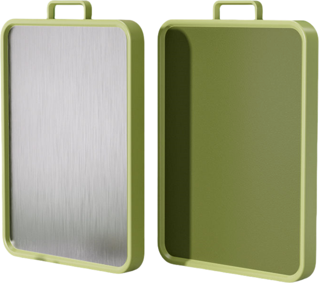키친 양면 304스텐도마 두꺼운 칼집나지 않는 도마 이유식도마, 녹색, 1개