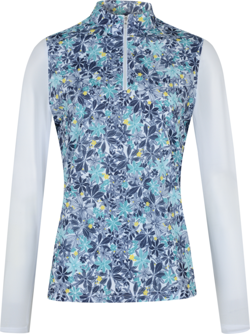 아날도바시니 골프 여성 메쉬 플라워 체크 긴팔티셔츠