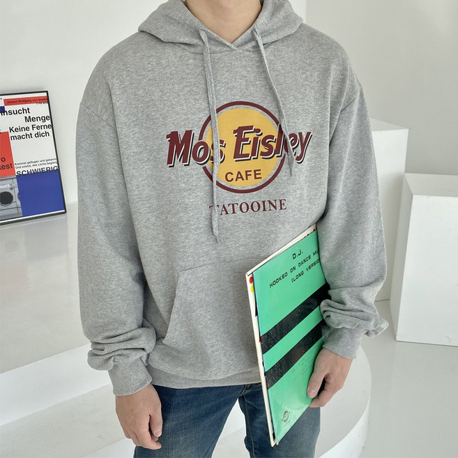 오티디 남녀공용 봄가을 면100% 모스후드티