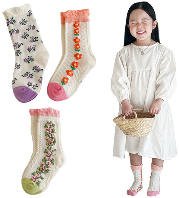 플라워 가든 아동 양말 3족세트