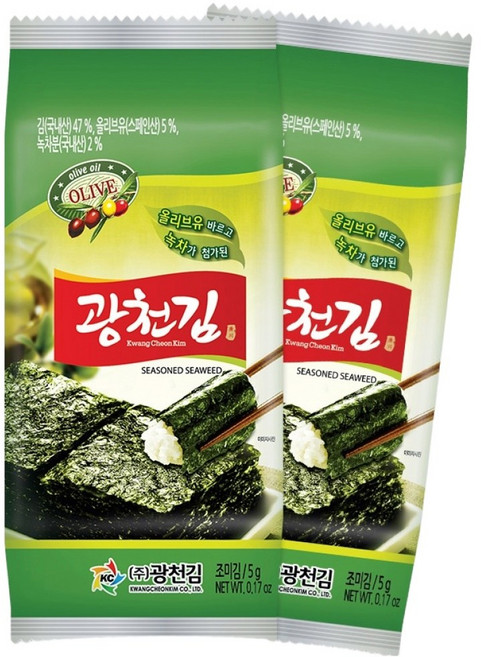 광천김 올리브 녹차 도시락김, 450g, 1개