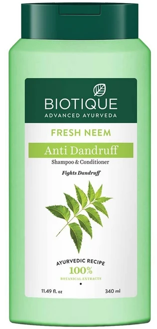 바이오티크 Biotique Fresh Neem 안티 비듬 샴푸 및 컨디셔너 비듬조절 건조함 벗겨짐 가려움증 제거 650ml, 1, 340ml - 쿠팡