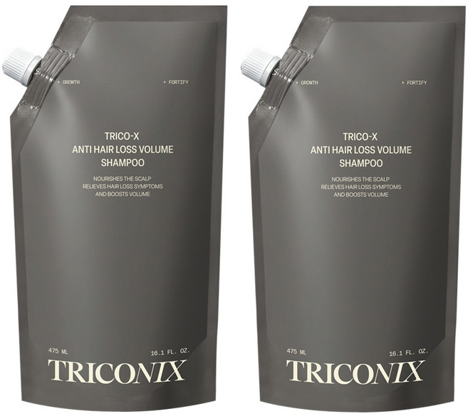 트리코닉스 트리코엑스 탈모완화 볼륨 샴푸 파우치 리필팩, 2개, 475ml
