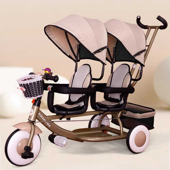 2인용 세발 자전거 더블카 어린이 유모차 둘째 트윈, 윈저 레드 + 노쉐드 (가벼운 여행), 1개