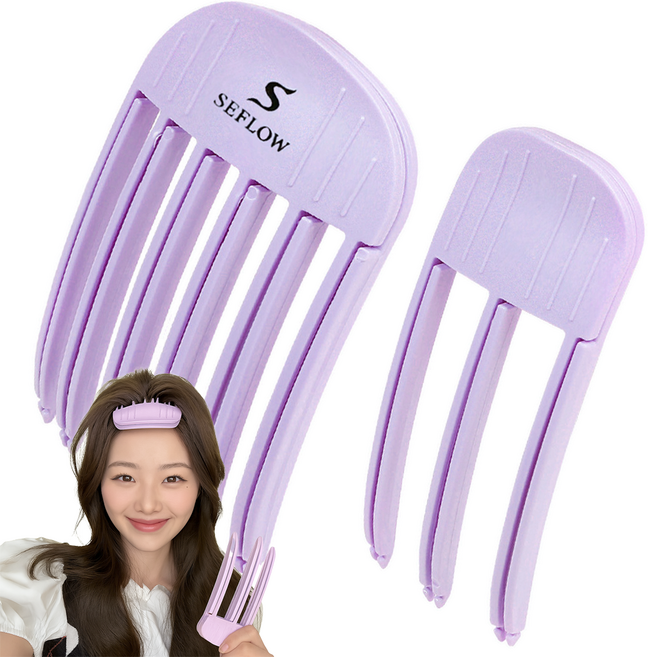 세플로 데일리 뿌리 볼륨 집게, 1개, 무광퍼플 (대형+중형)