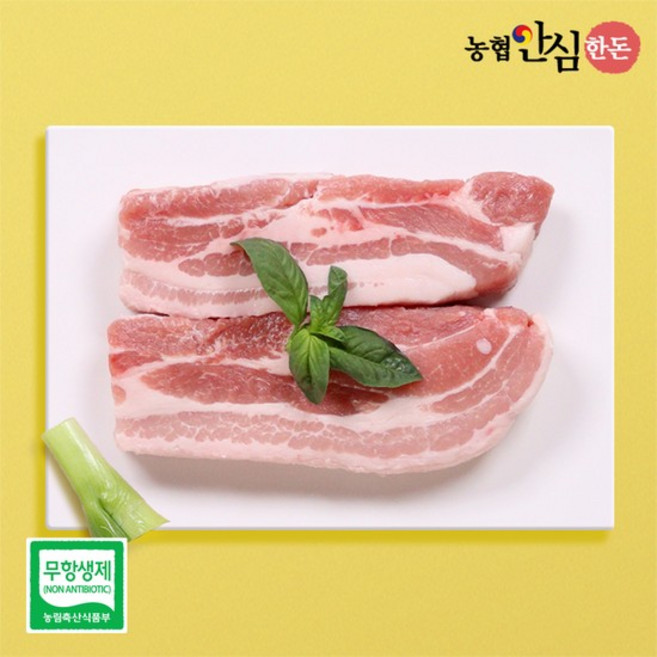 [농협안심한돈](냉장)무항생제 국내산 삼겹살 구이용 500g, 상세설명 참조, 없음