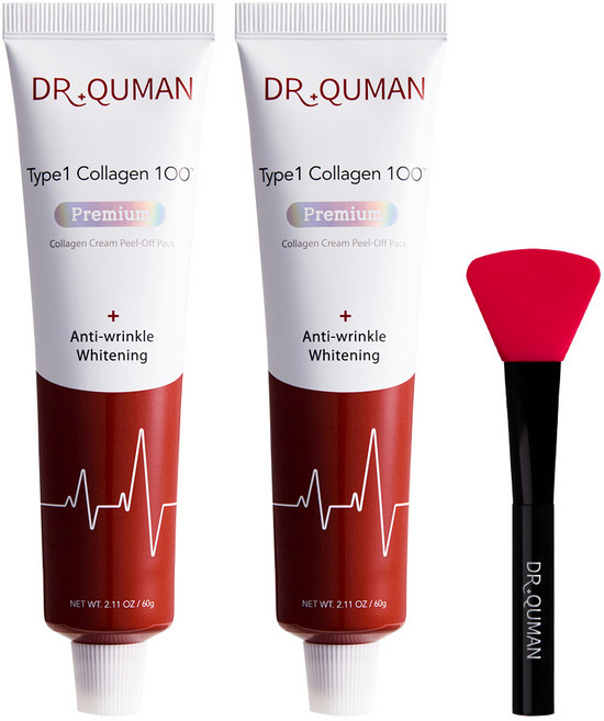 [공식몰] 닥터큐먼 프리미엄 TYPE1 콜라겐 100 주름개선 미백 기능성 크림팩 스파출러 세트, 60g 2개+스파출러, 1개, 1개입