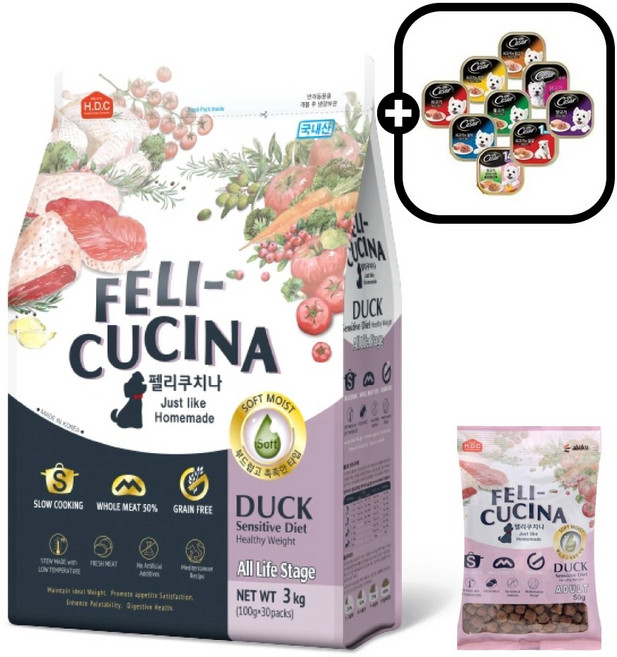 펠리쿠치나 3kg 소프트습식사료뉴트리션다이어트 페리쿠치나 애견사료, 오리, 1개