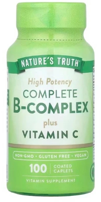 Nature's Truth 컴플리트 B-복합체 플러스 비타민C 고효능 코팅 정제 100정 Truth (네이처스 트루스), Nature's Truth, 컴플리트 B-복합체 플러스, 1개 - 쿠팡
