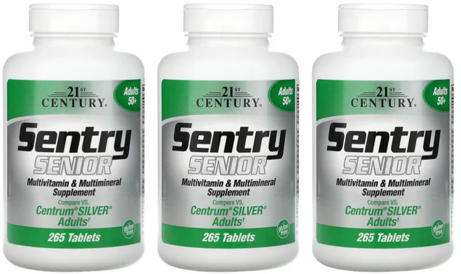 21세기센츄리 센츄리시니어 종합 비타민 및 종합 미네랄 보조제 성인 50세 이상 265정, 3개 - 쿠팡