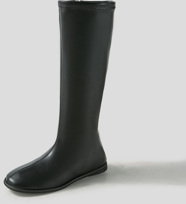 제비아 라운드 스웨이드 지퍼 롱부츠(1.5cm)