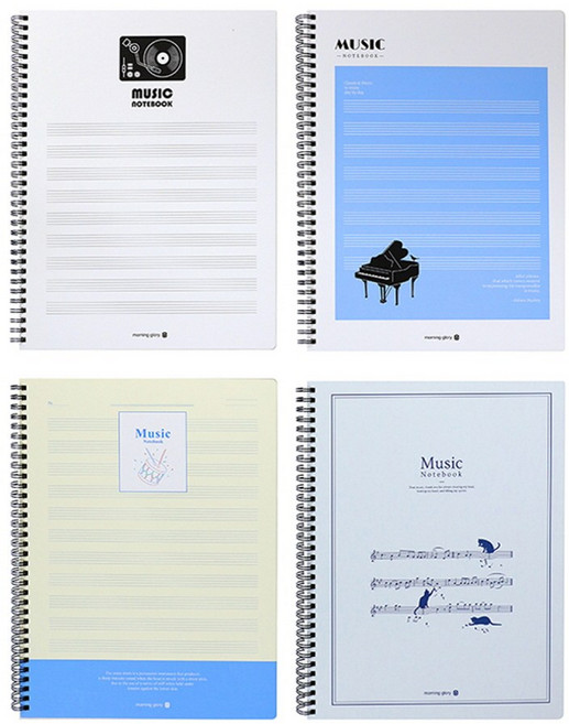 설래임 모닝글로리 오선 12줄 6000 하드커버 음악 스프링노트 A4 넓은칸, 1권