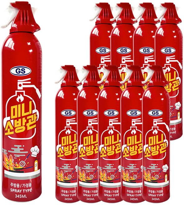 한국소방 미니소방관 차량용 소화기, 345ml, 10개, 345ml
